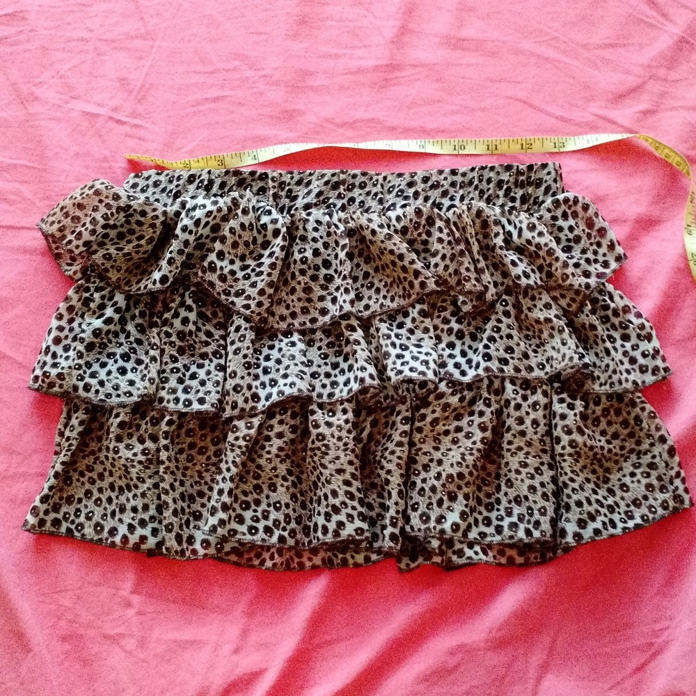 Layered mini skirt - leopard print